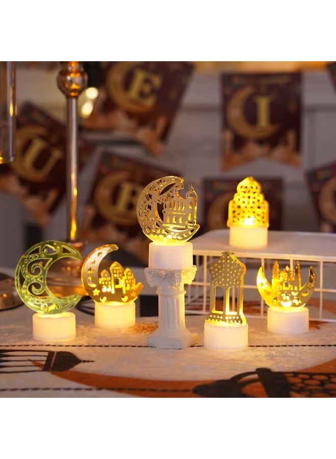 بينكو زينات رمضان ، 6 رمضان عيد الفطر ديكور خفيف ، منارة قلعة قمر ذهبية عيد مبارك مصباح فانوس صغير ، مصباح ليلي ليد رمضان عيد الفطر ديكور حفلات عشاء منزلي هدية طاولة - Image 4